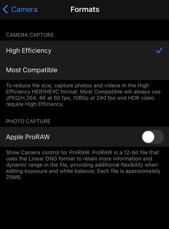 平潭苹果手机维修分享如何为 iPhone 12 Pro/Max 启用 ProRAW 照片格式 
